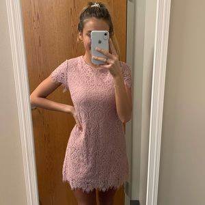 Pink lace shift dress